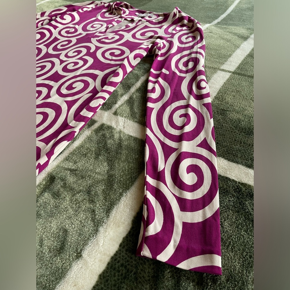 Diane von Furstenberg Reina Silk Jersey Dress Shift Purple Long Sleeve Sz 8 EUC - Picture 9 of 11
